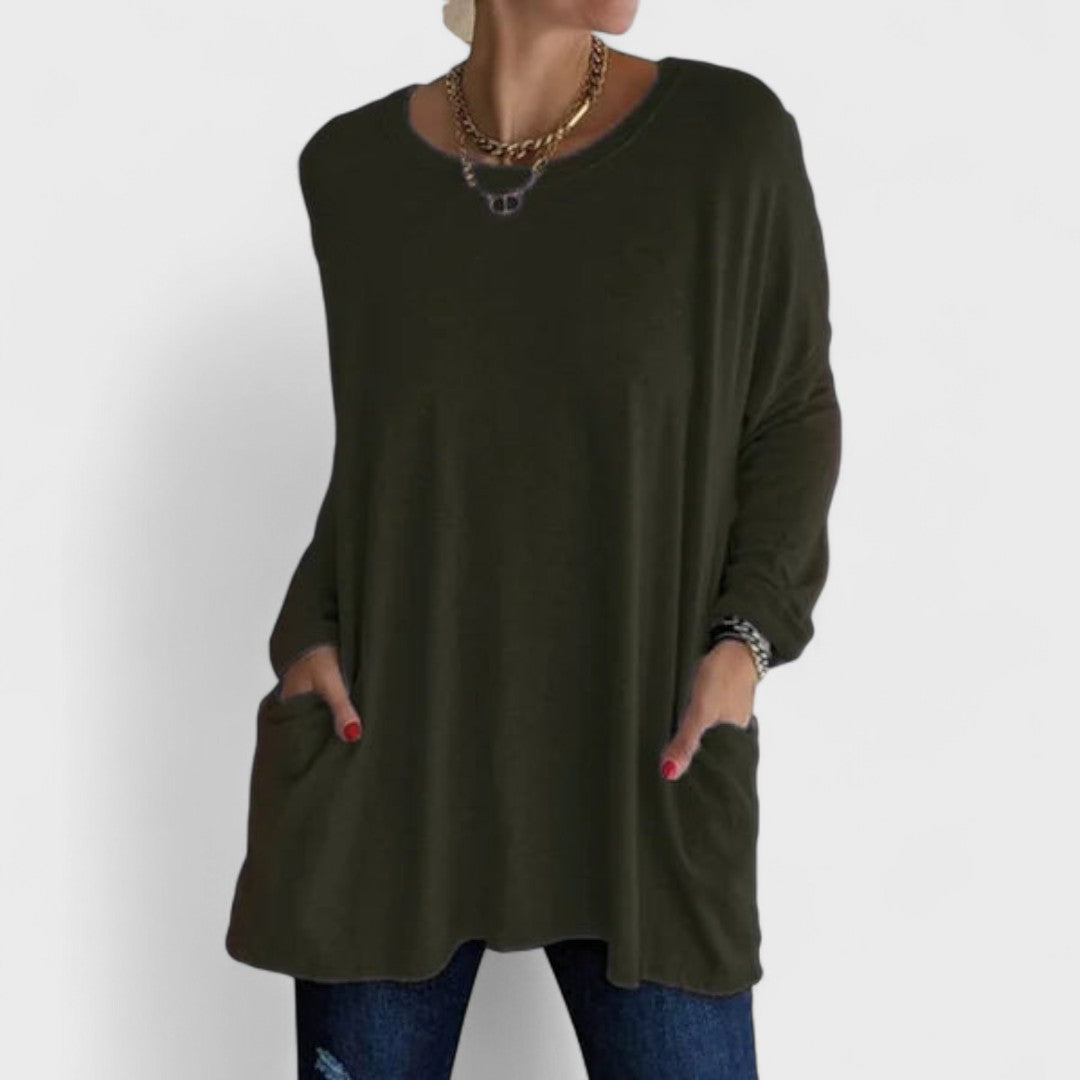 Top Donna Oversize | Maniche Lunghe & Tasche Frontali