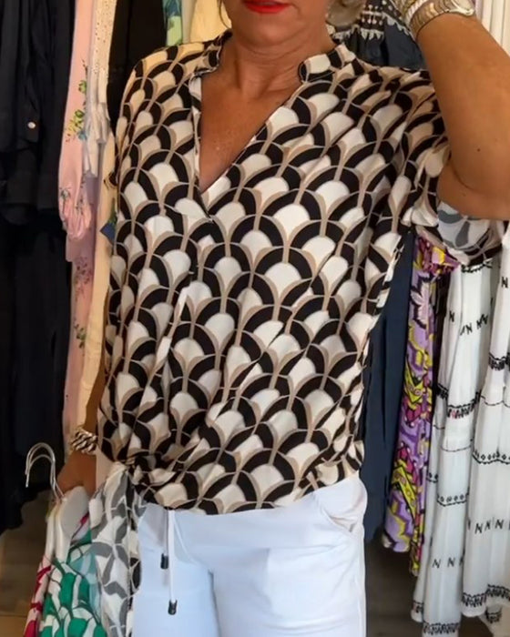 Top Donna Stampato | Pattern Geometrico Bold & Nodo Frontale in Vita