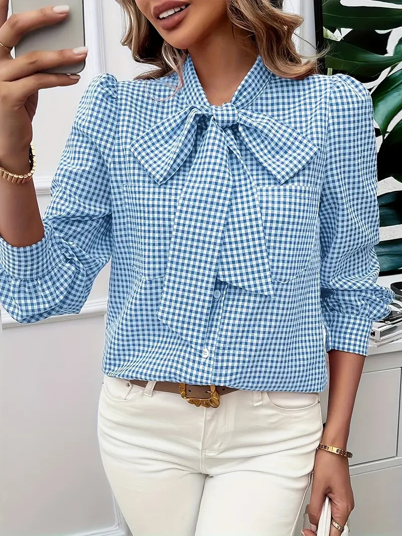 Top Estivo Donna | Fantasia Vichy & Fiocco Elegante