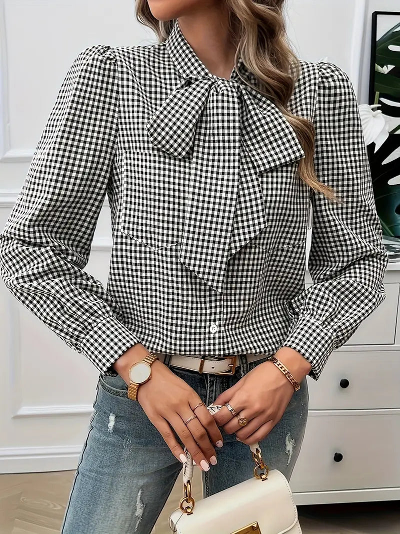 Top Estivo Donna | Fantasia Vichy & Fiocco Elegante