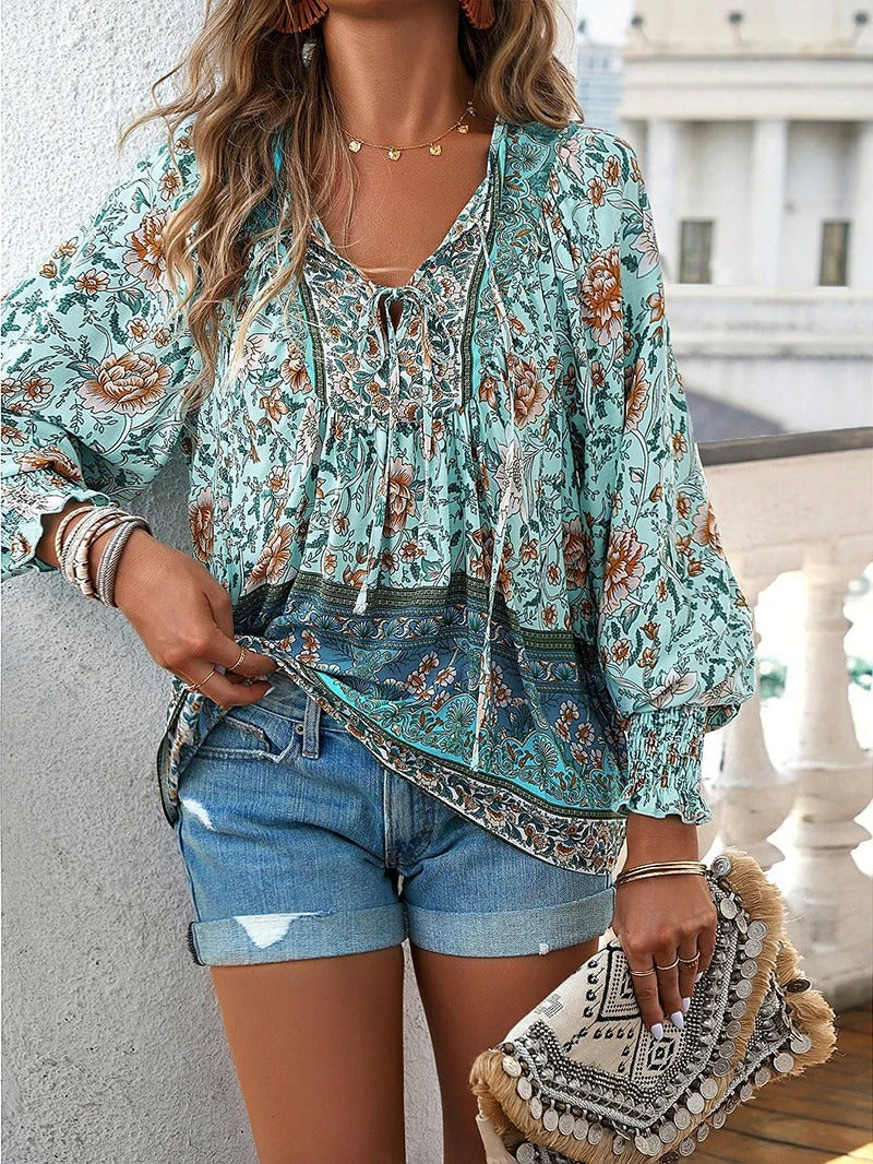 Top estivo floreale Donna | Scollo con Laccetti & Stile Boho Raffinato