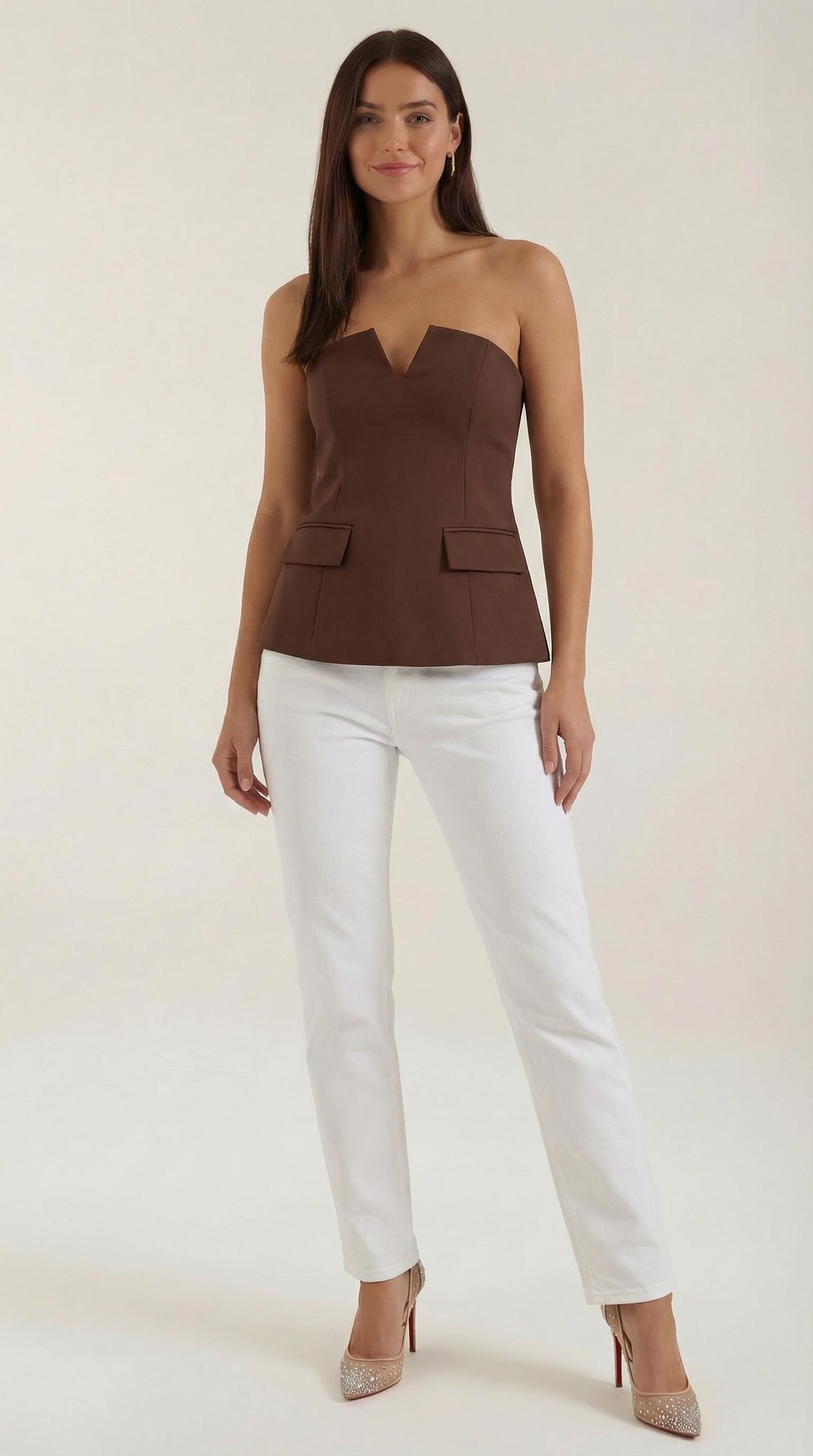 Top Donna Senza Maniche Scollo a Incavo Architettonico 5