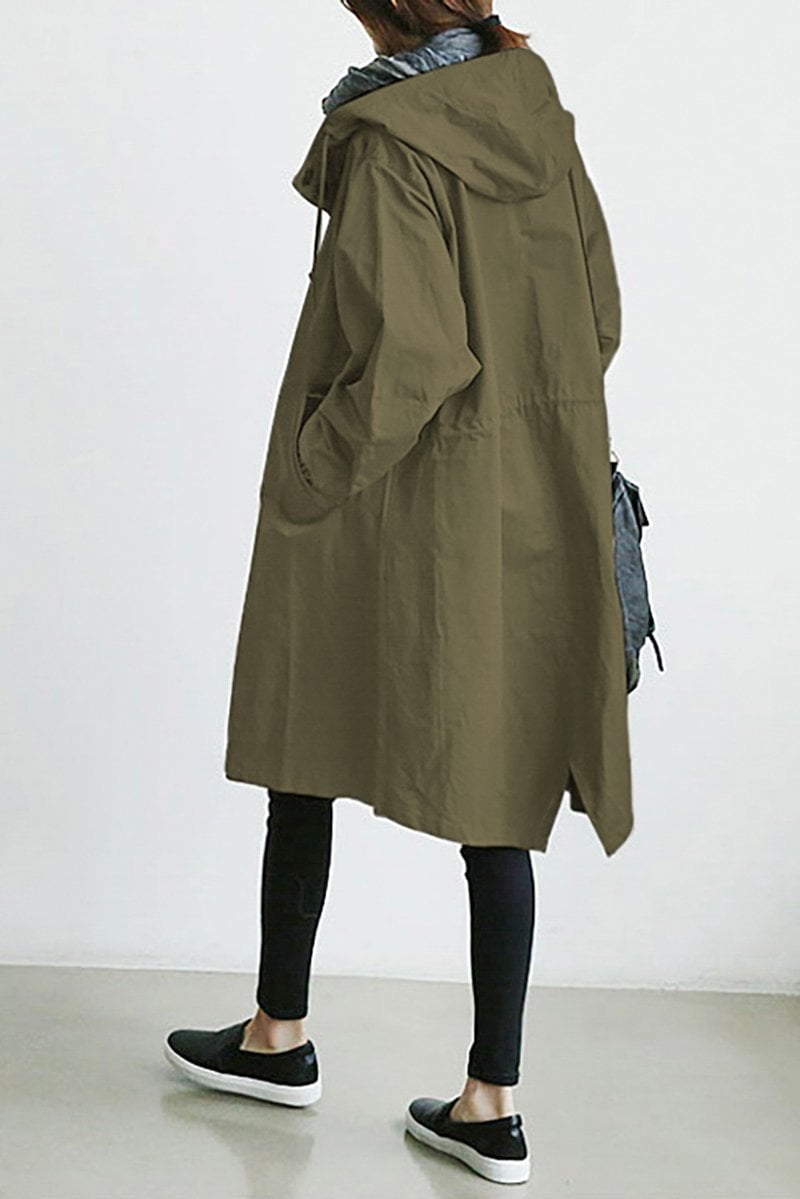 Trench Coat Slim Fit Donna – Impermeabile con Cappuccio, Adatto per Primavera e Autunno 2
