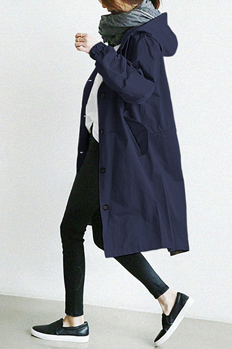 Trench Coat Slim Fit Donna – Impermeabile con Cappuccio, Adatto per Primavera e Autunno 3