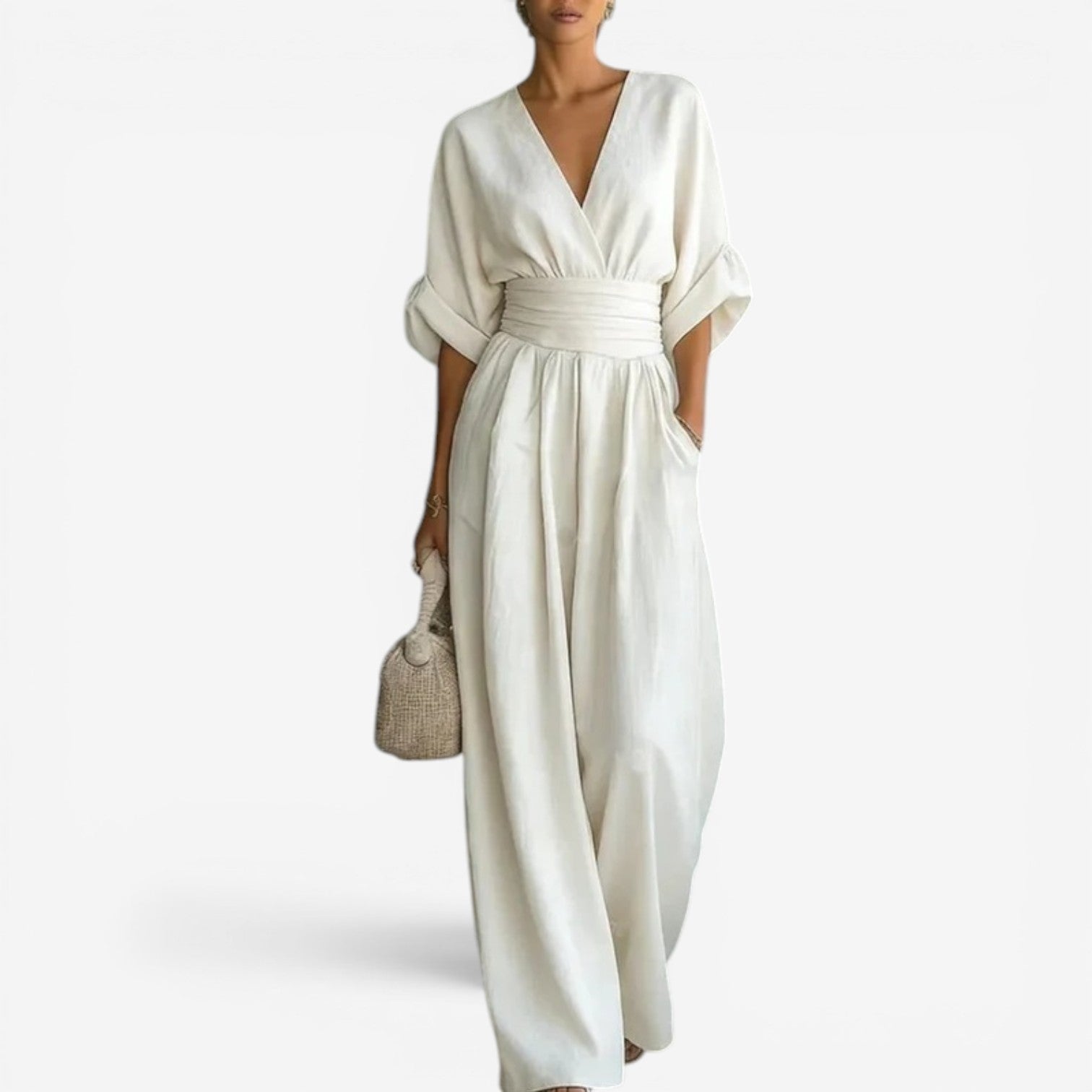 Tuta Elegante Donna | Scollo a V Profondo & Vita Alta Scolpita