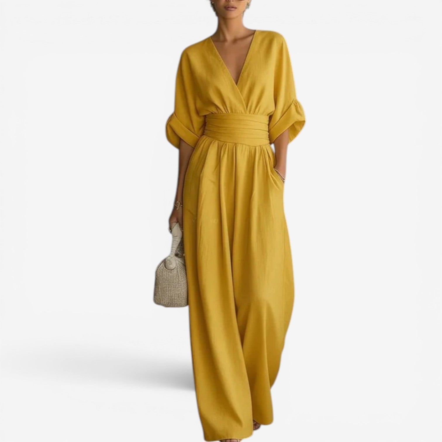 Tuta Elegante Donna | Scollo a V Profondo & Vita Alta Scolpita