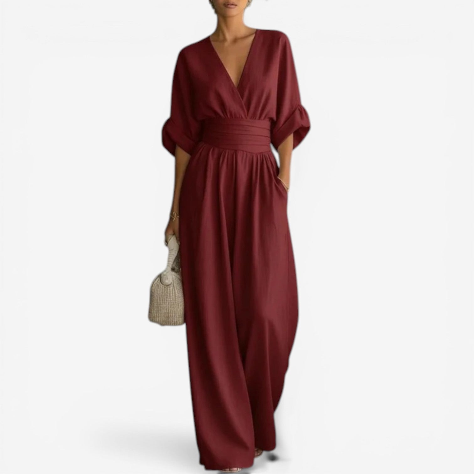 Tuta Elegante Donna | Scollo a V Profondo & Vita Alta Scolpita