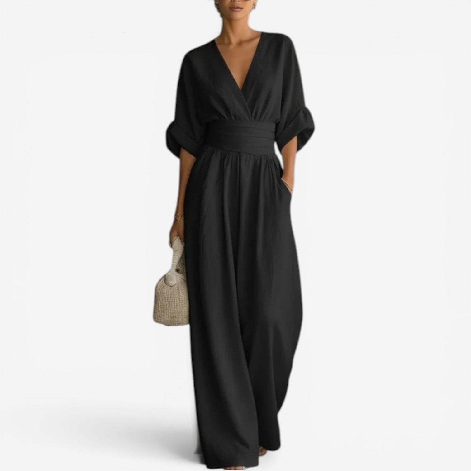 Tuta Elegante Donna | Scollo a V Profondo & Vita Alta Scolpita