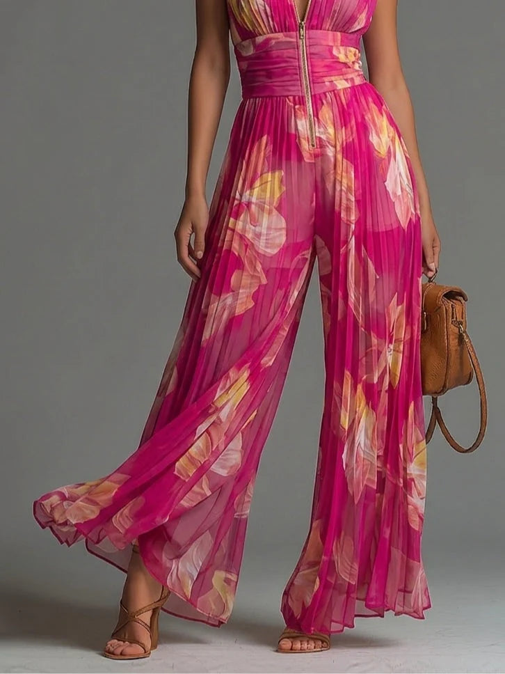 Tuta Estiva Donna | Chiffon Plissettato & Stampa Floreale
