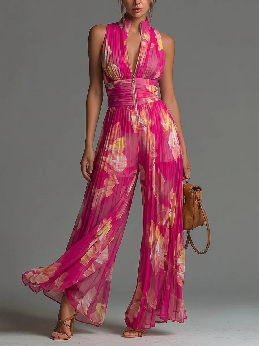Tuta Estiva Donna | Chiffon Plissettato & Stampa Floreale
