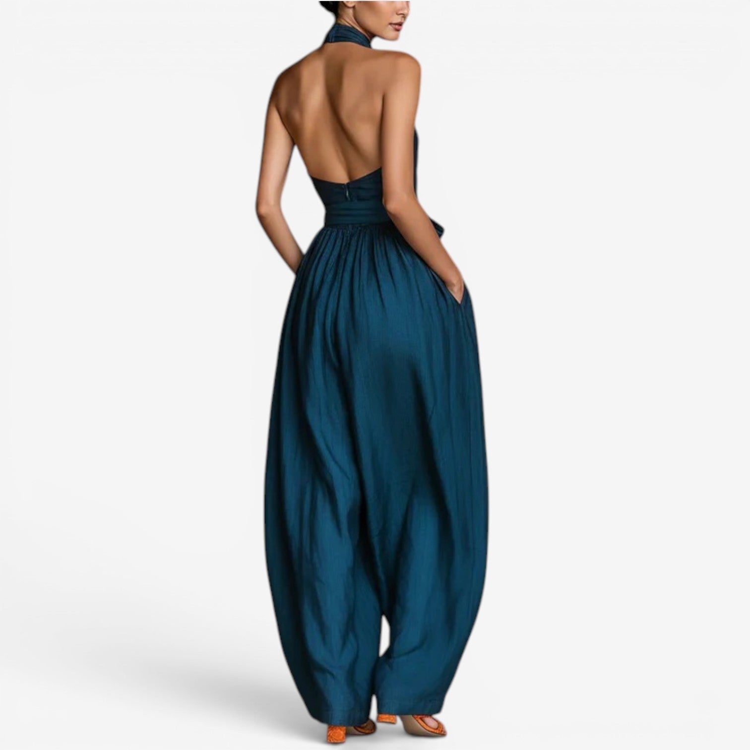 Tuta Estiva Donna | Scollo Incrociato ad Halter & Pantalone Fluido con Fiocco