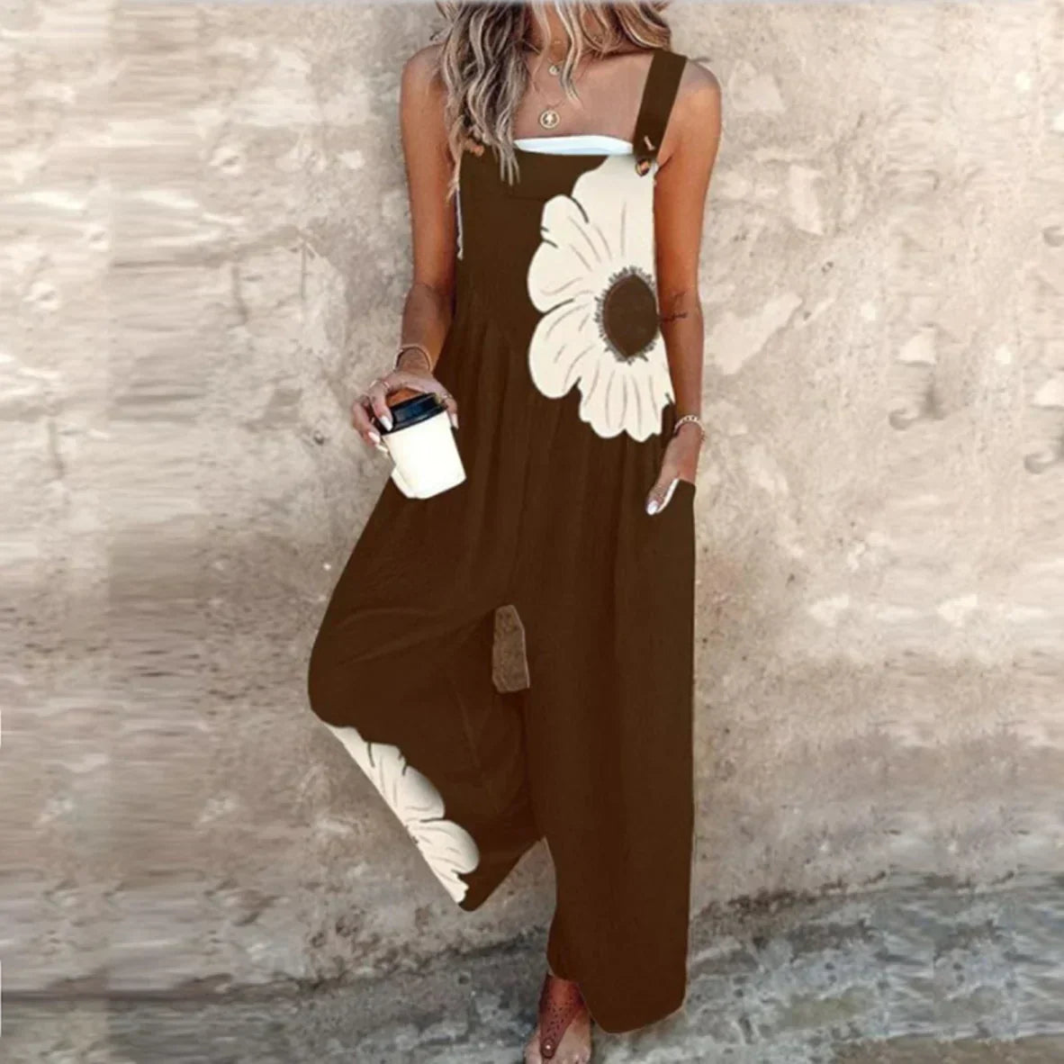 Tuta Estiva Donna | Stampa Floreale & Gamba Larga con Tasche