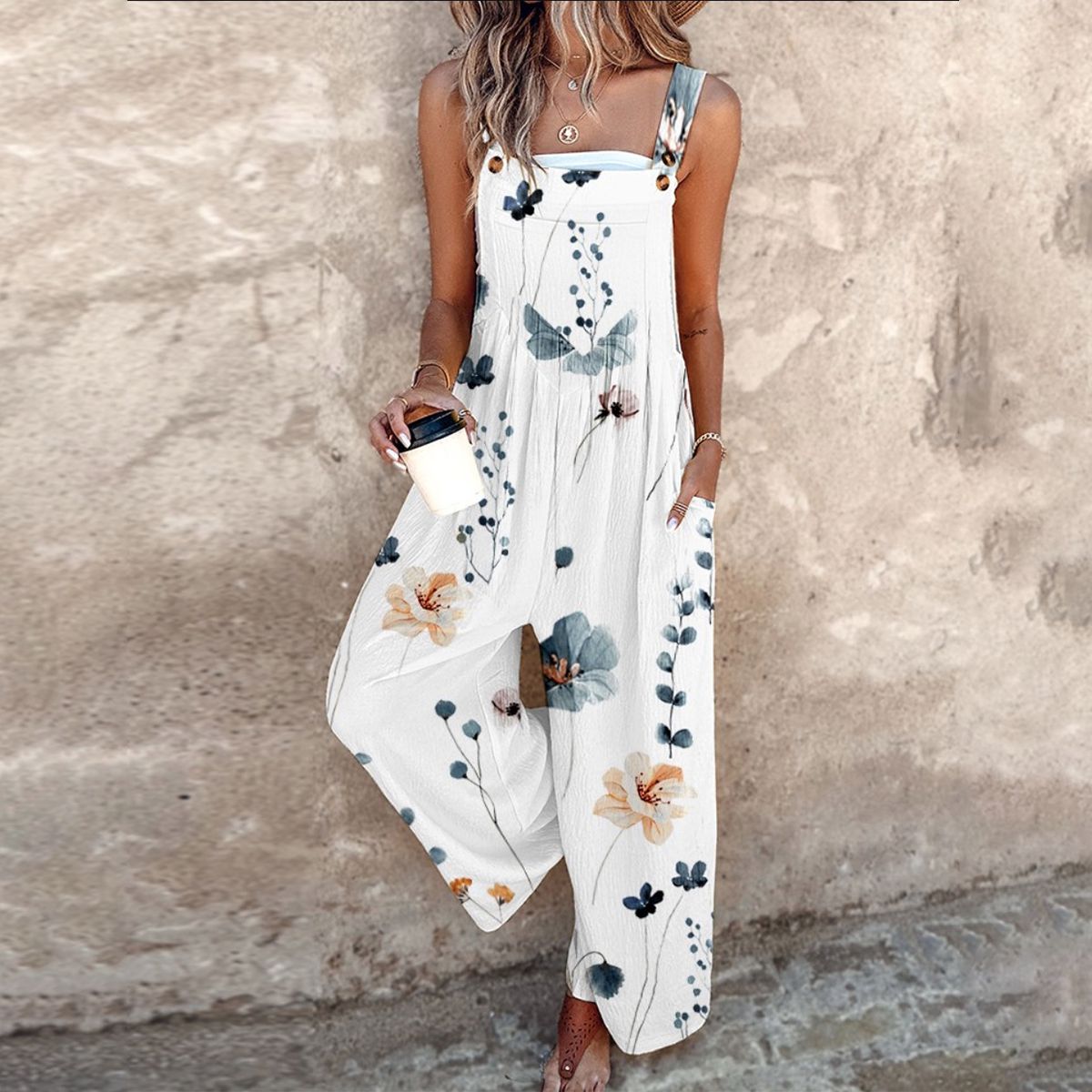 Tuta Estiva Donna | Stampa Floreale & Gamba Larga con Tasche