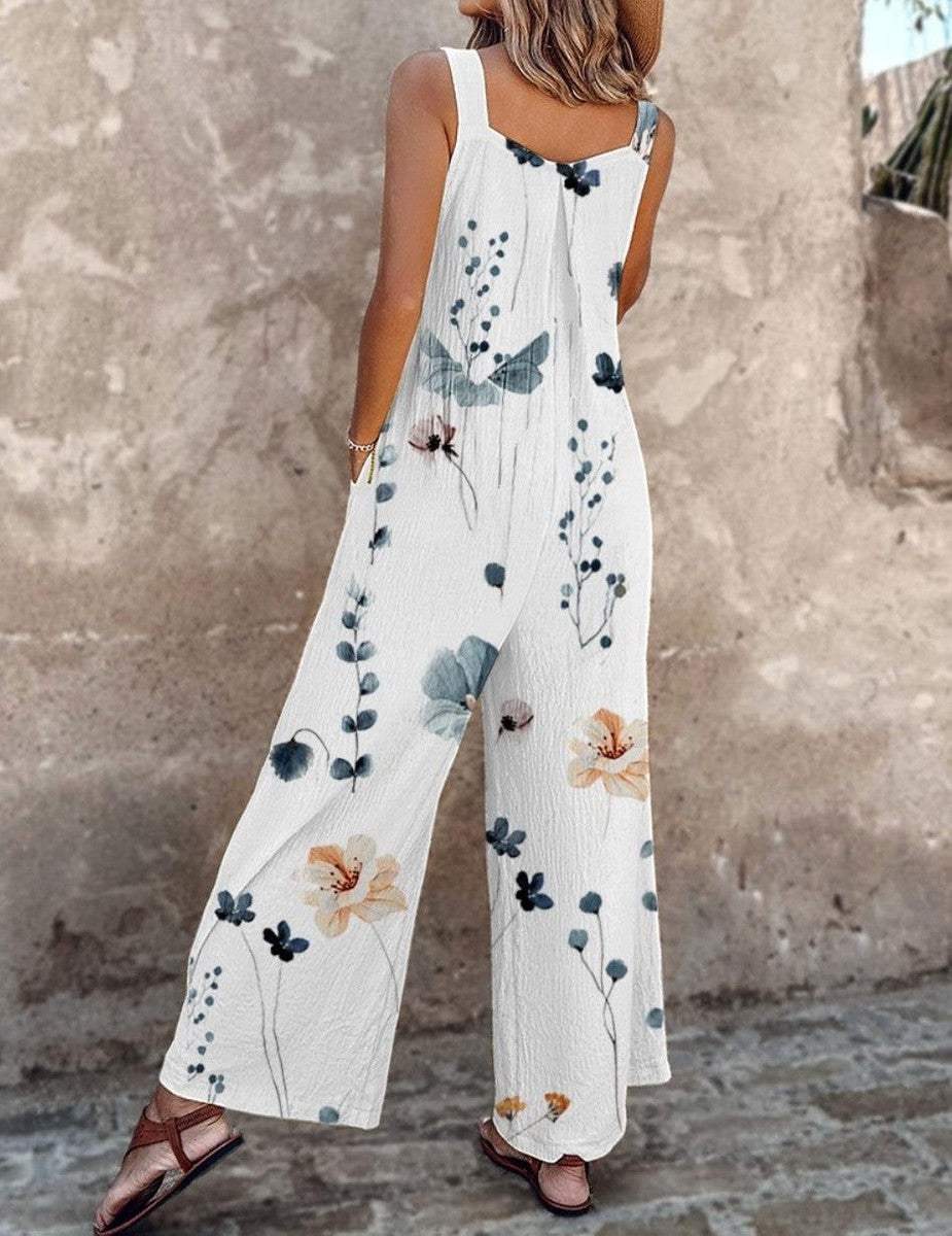 Tuta Estiva Donna | Stampa Floreale & Gamba Larga con Tasche