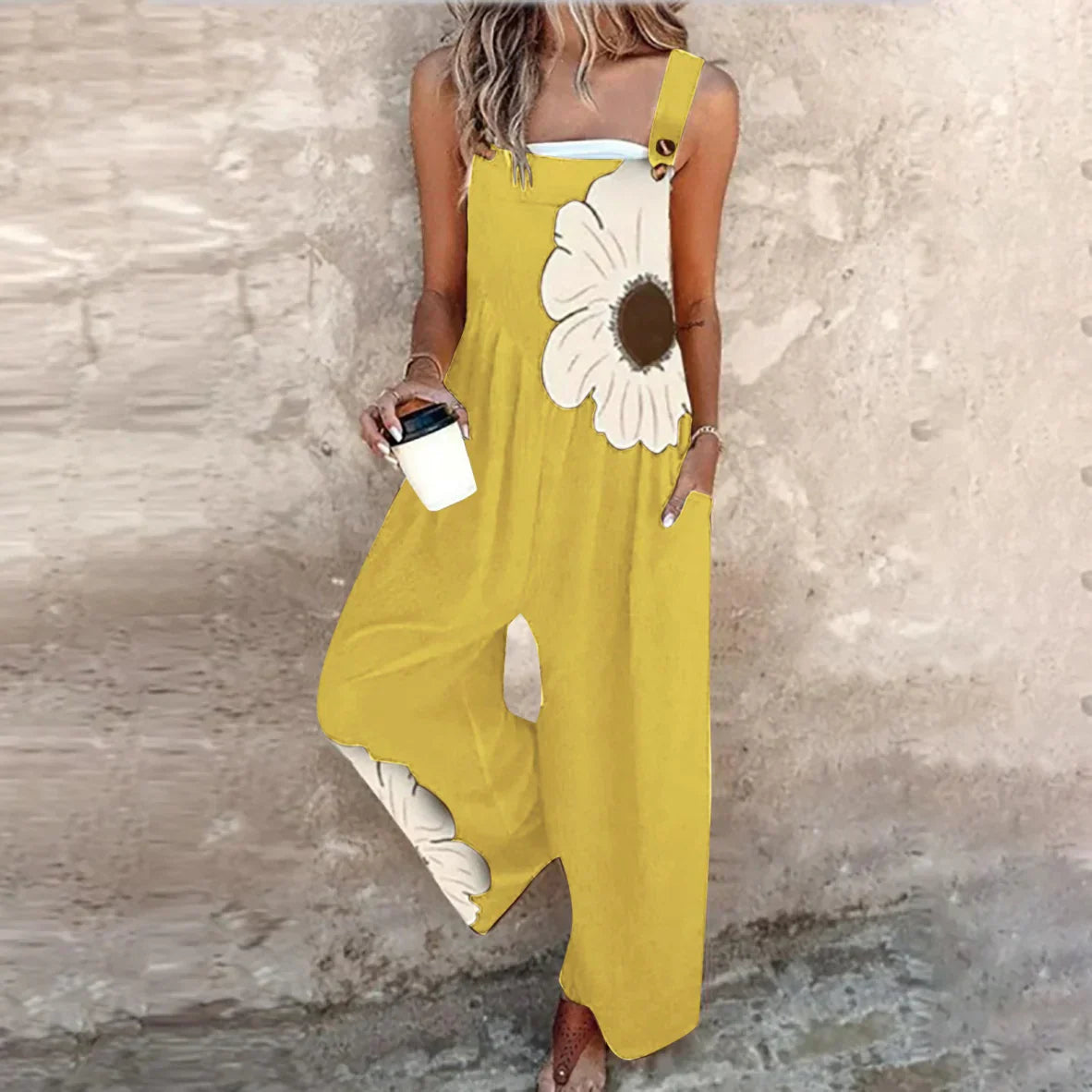 Tuta Estiva Donna | Stampa Floreale & Gamba Larga con Tasche