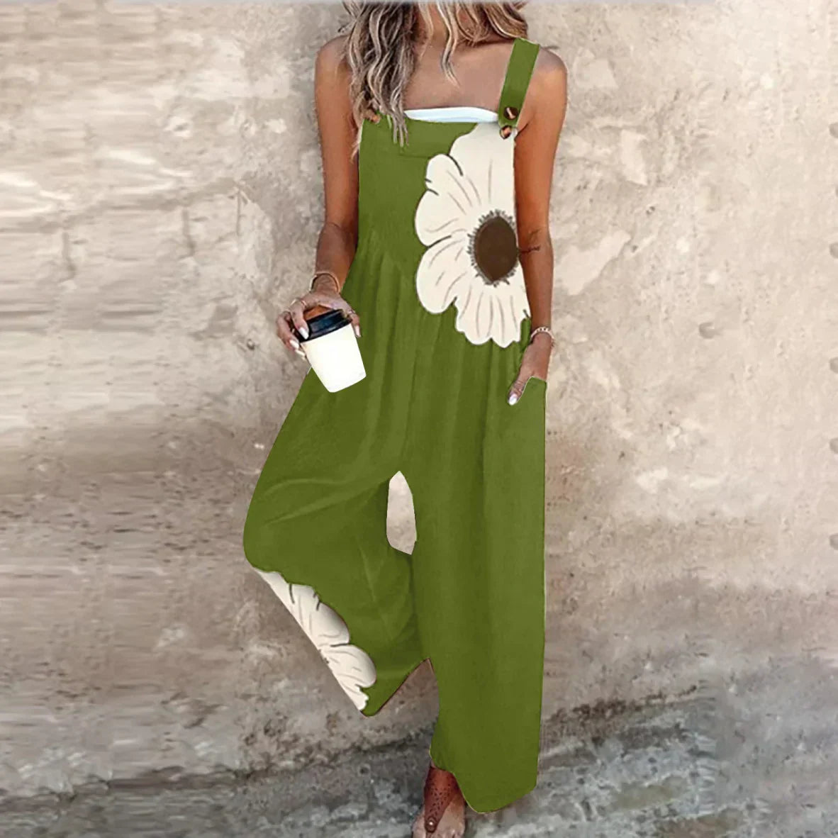 Tuta Estiva Donna | Stampa Floreale & Gamba Larga con Tasche