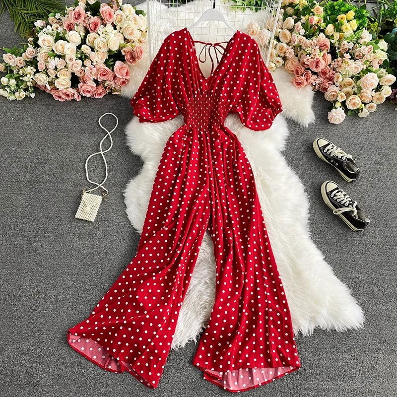 Tuta Estiva Donna | Stampa a Pois & Vita Smock Valorizzante