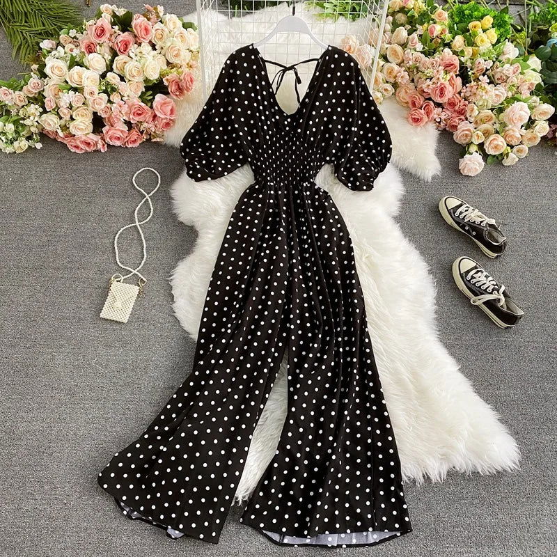 Tuta Estiva Donna | Stampa a Pois & Vita Smock Valorizzante