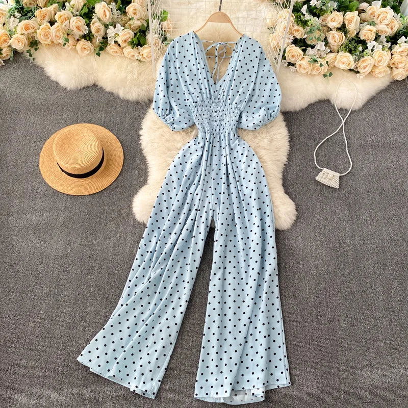 Tuta Estiva Donna | Stampa a Pois & Vita Smock Valorizzante