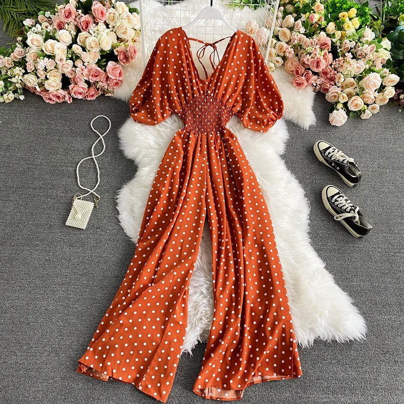 Tuta Estiva Donna | Stampa a Pois & Vita Smock Valorizzante