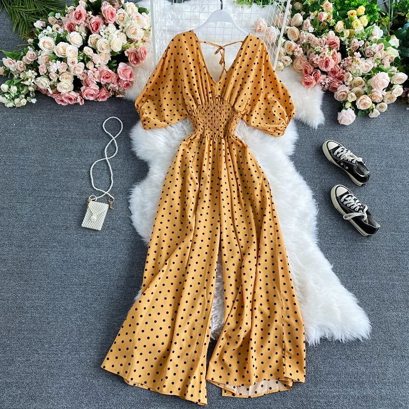 Tuta Estiva Donna | Stampa a Pois & Vita Smock Valorizzante