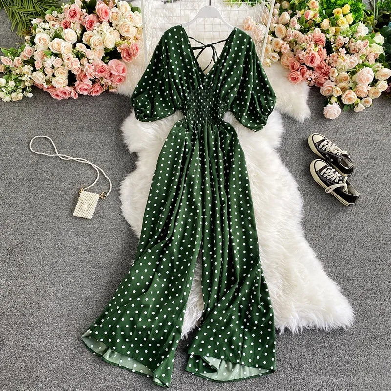 Tuta Estiva Donna | Stampa a Pois & Vita Smock Valorizzante