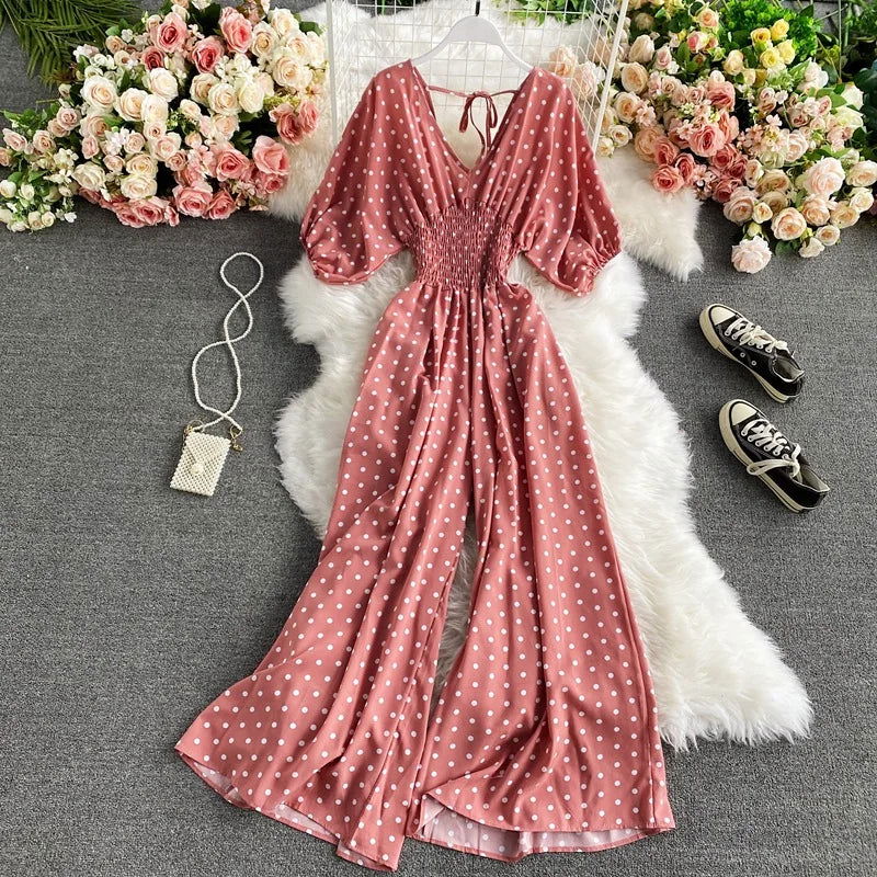 Tuta Estiva Donna | Stampa a Pois & Vita Smock Valorizzante