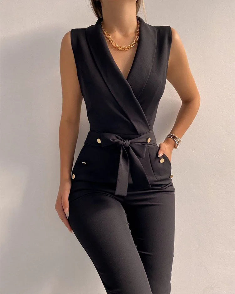 Tuta Senza Maniche Donna | Scollo a V & Stile Elegante