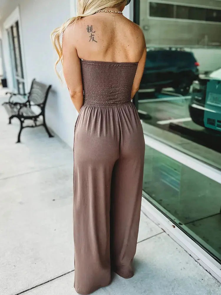 Tuta estiva Donna | Bustier Arricciato & Pantalone Wide Leg