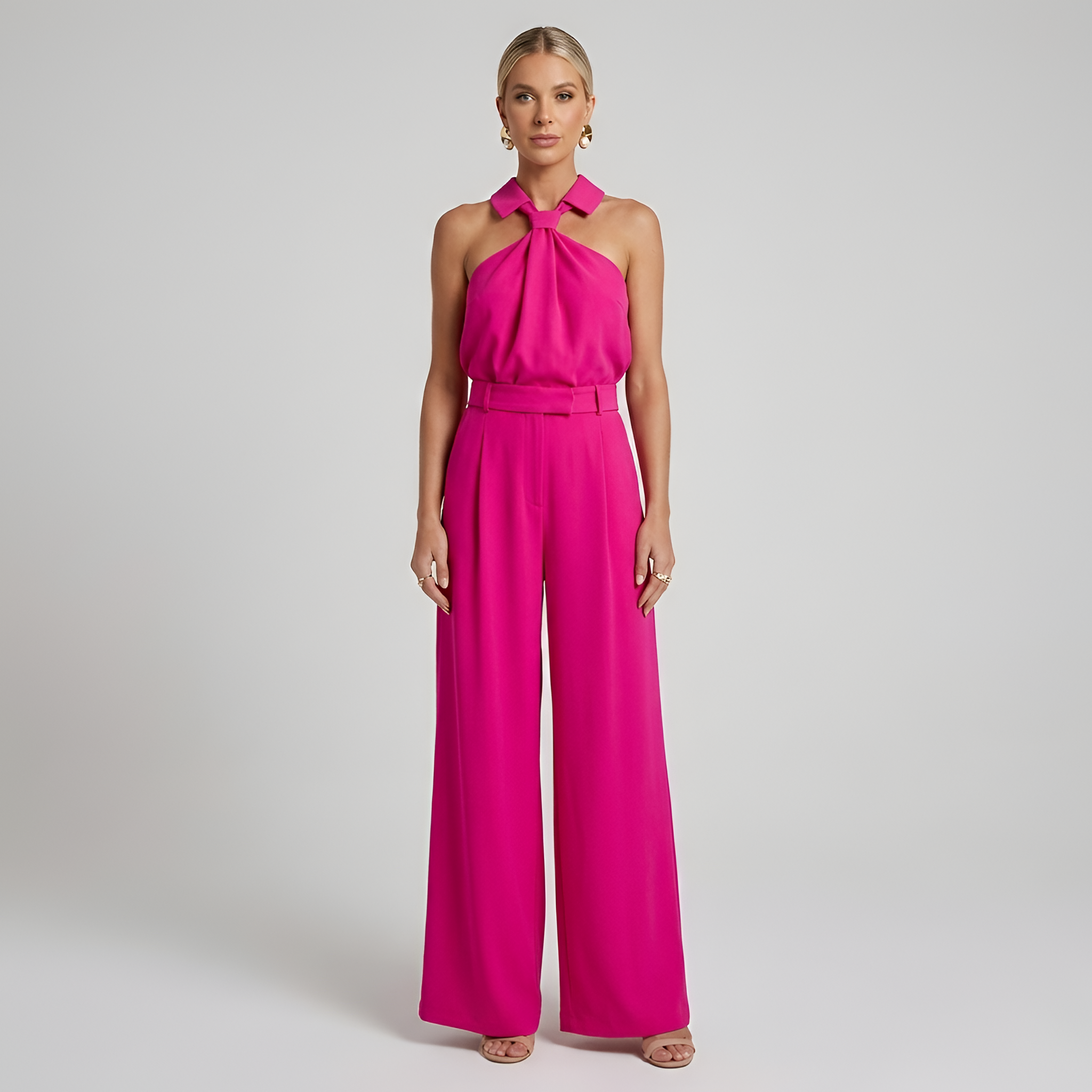 Tuta donna con collo all'americana e gamba ampia - Elegante e fluida 5