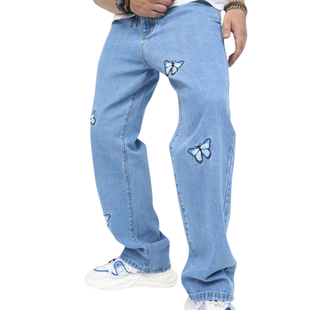Jeans Uomo | Ricamo Vintage e Gamba Dritta 1