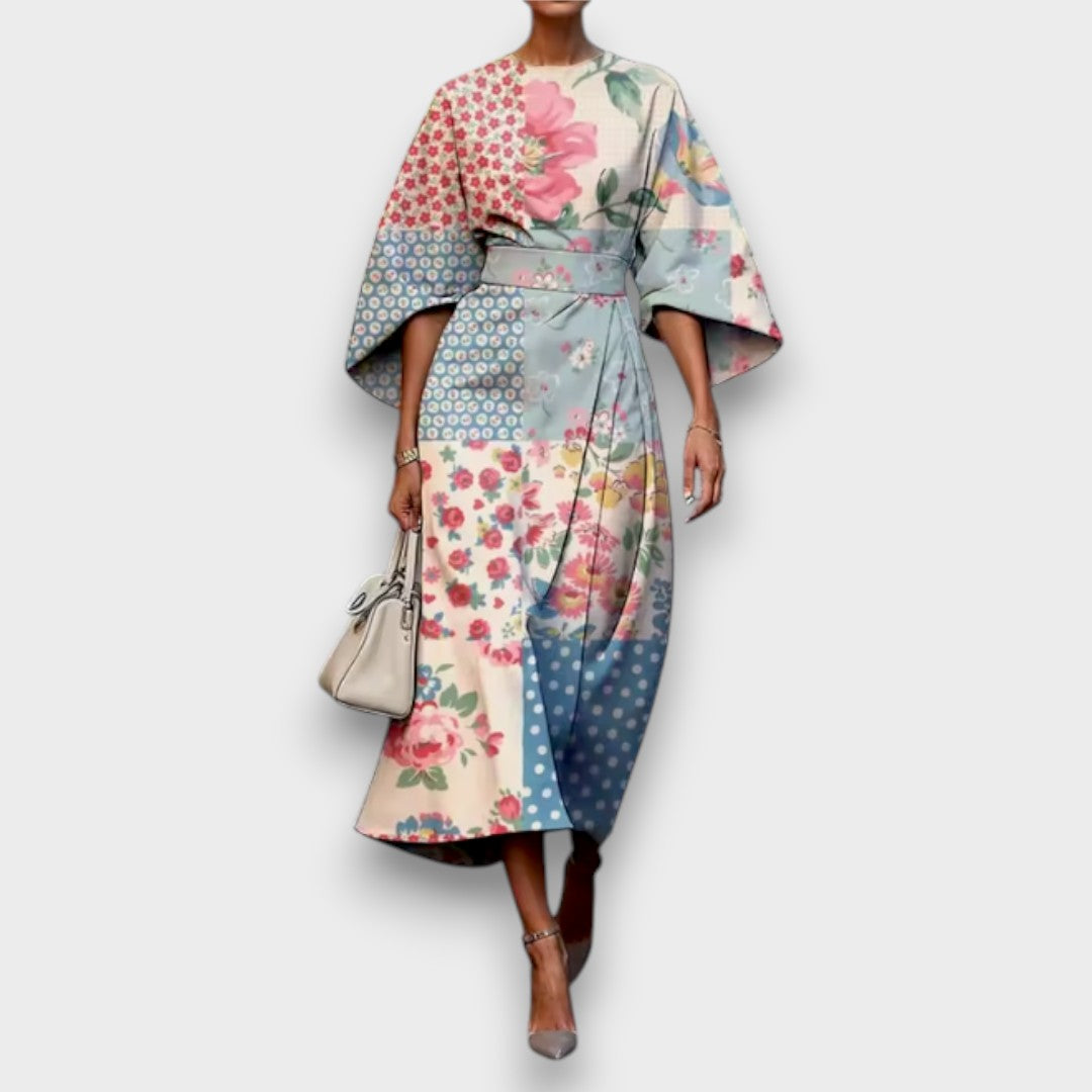 Vestito Floreale Elegante Donna | Maniche ampie & Vita definita slanciante