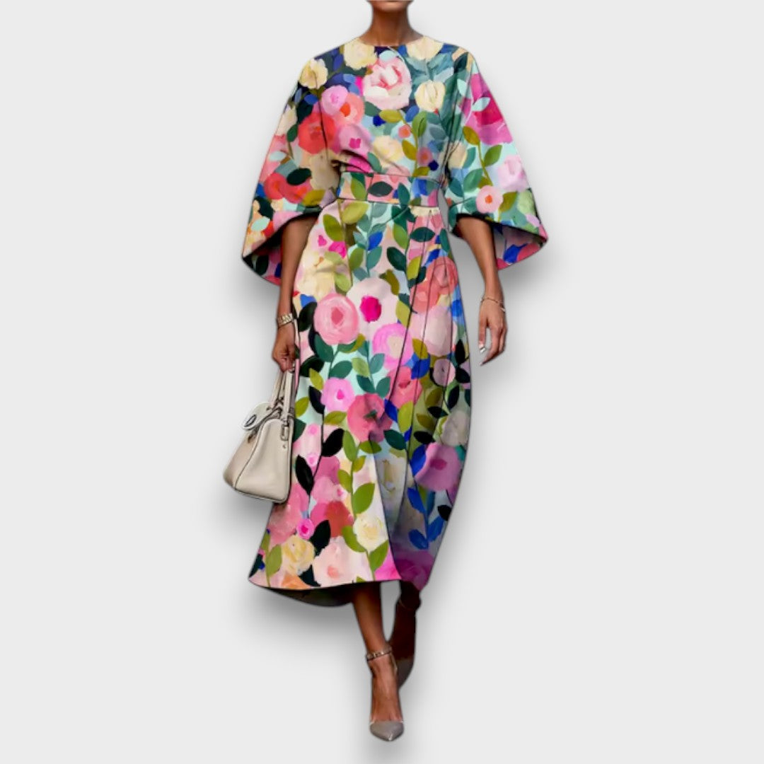 Vestito Floreale Elegante Donna | Maniche ampie & Vita definita slanciante