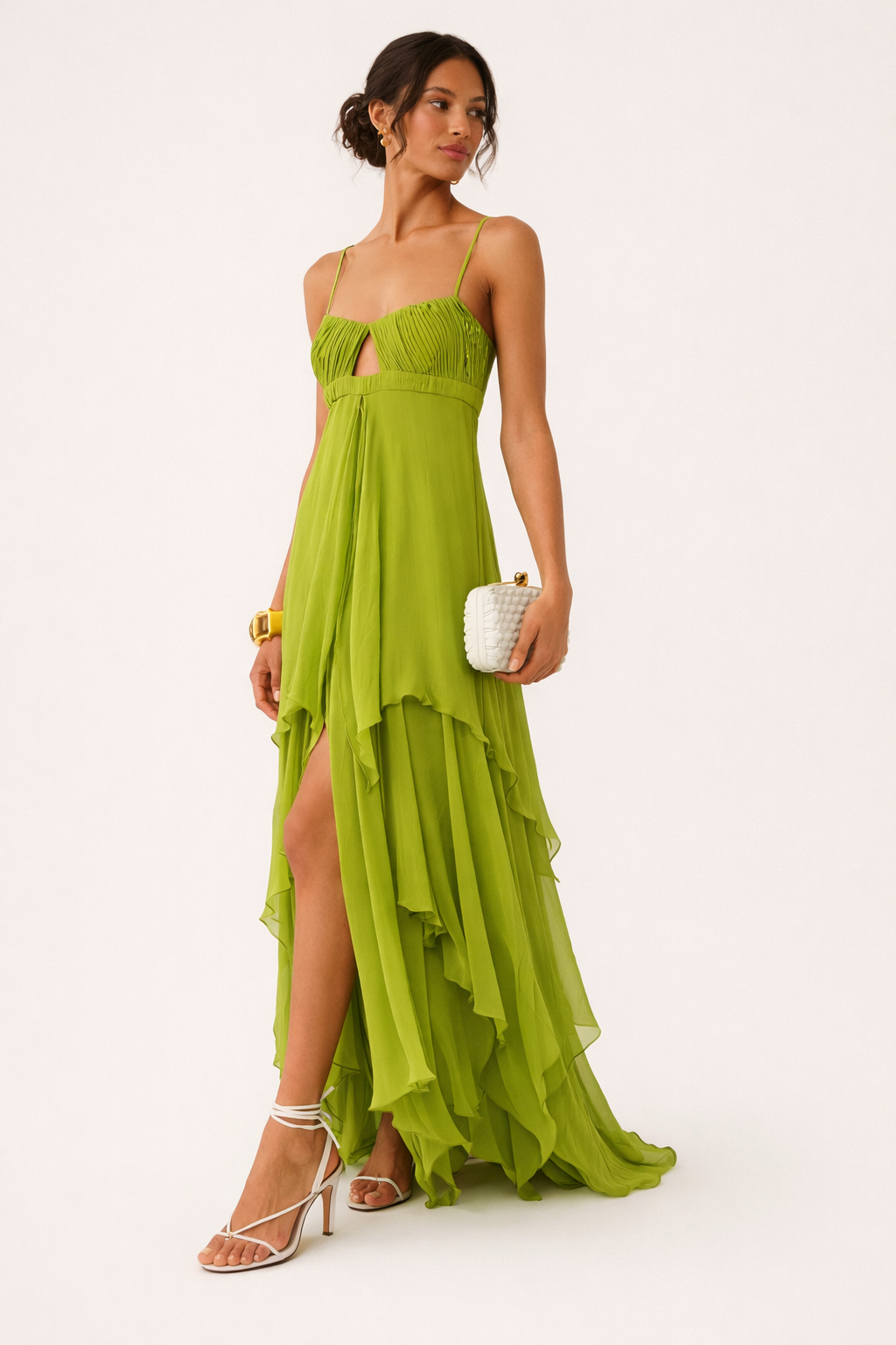 Vestito Maxi Donna | Cut-Out Frontale & Gonna con Volant