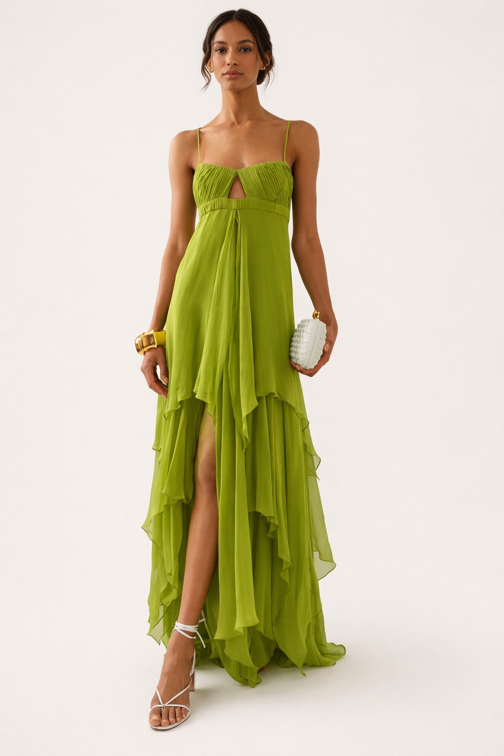 Vestito Maxi Donna | Cut-Out Frontale & Gonna con Volant