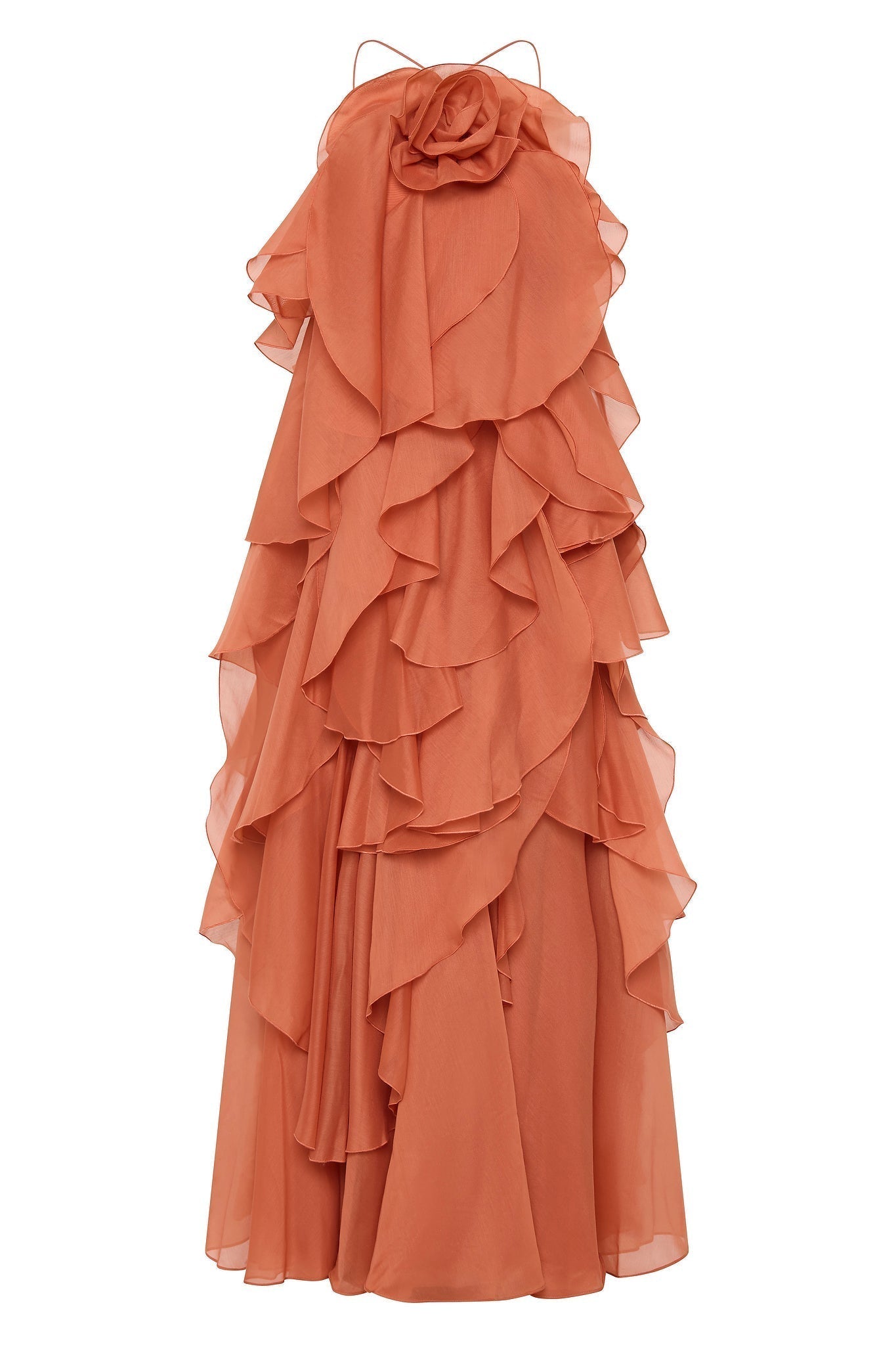 Vestito Maxi Donna | Design con Volant & Fiore Frontale