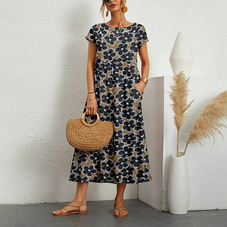 Vestito Midi Donna | Stampa Floreale Bold & Tasche Laterali