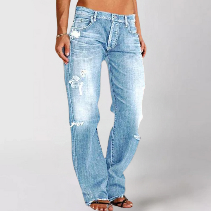 Dames Wide Leg Jeans – Relaxed Fit met Wijde Rechte Pijpen Licht blauw / S - AIDA LENA
