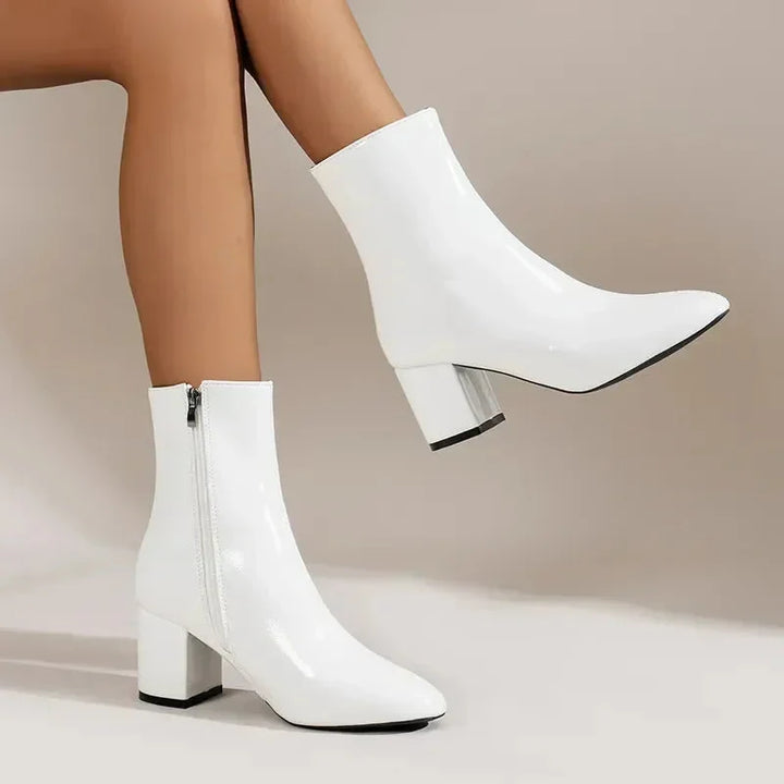 Chloe | Women’s Side Zipper Block Heel Ankle Boots Caliboot