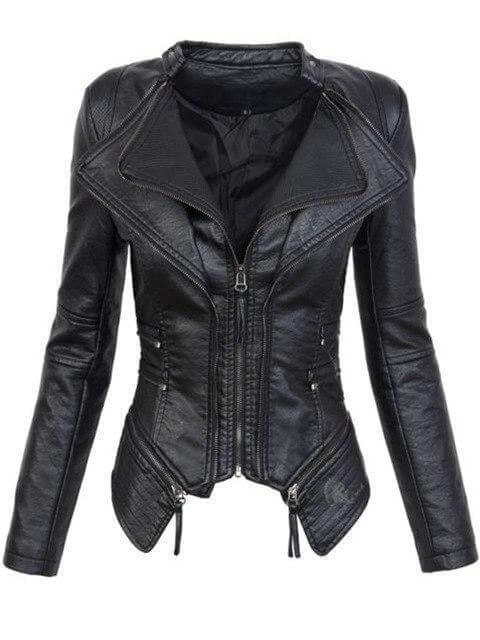 Women's Biker Jacket | Asymmetric Zip & Slim Fit