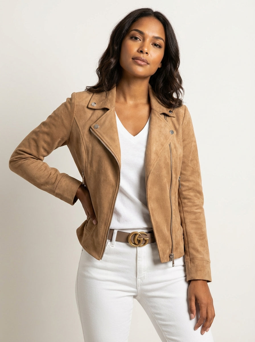Women's Biker Jacket | Tailored Fit & Zip Detail