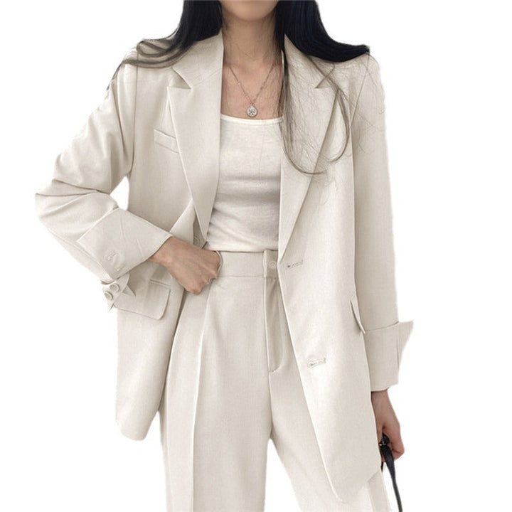 Dames 2-Delige Blazer Set – Elegante Blazer met Bijpassende Broek Khaki / S - AIDA LENA