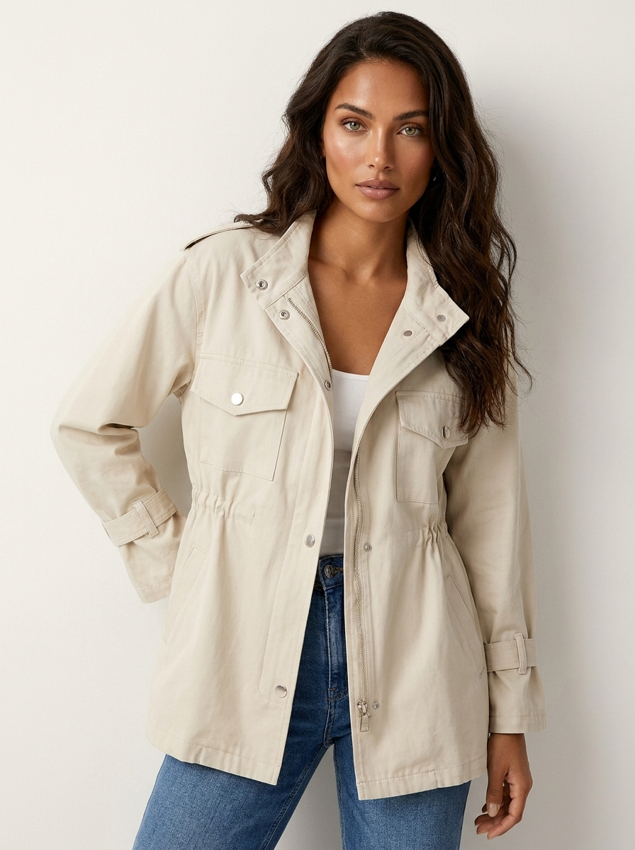 Women's Casual Jacket | Adjustable Waist & Zip Fastening