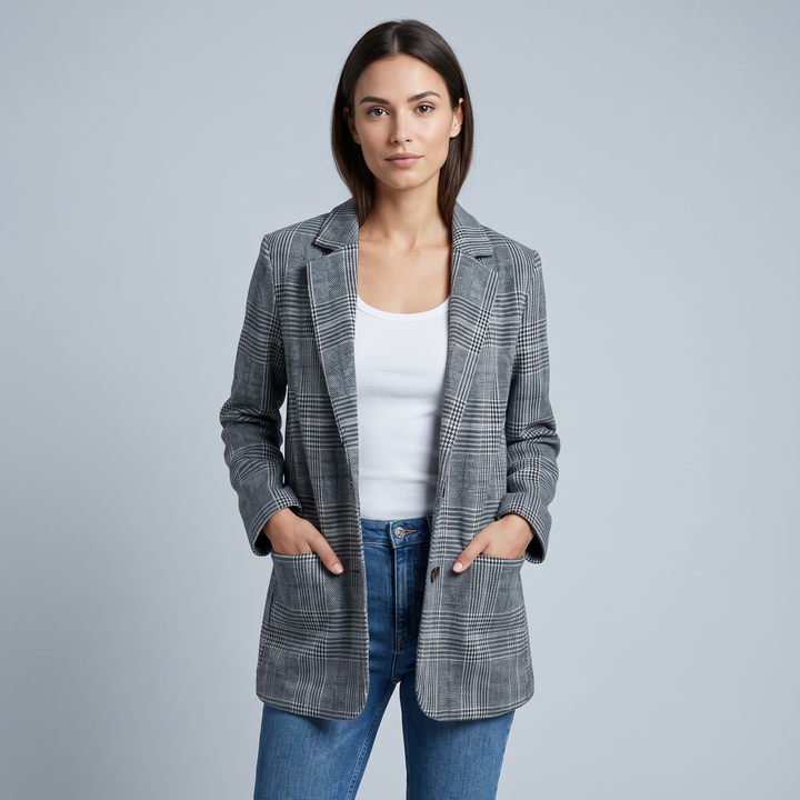 Blazer Donna a Quadri | Silhouette Classica ed Elegante 1