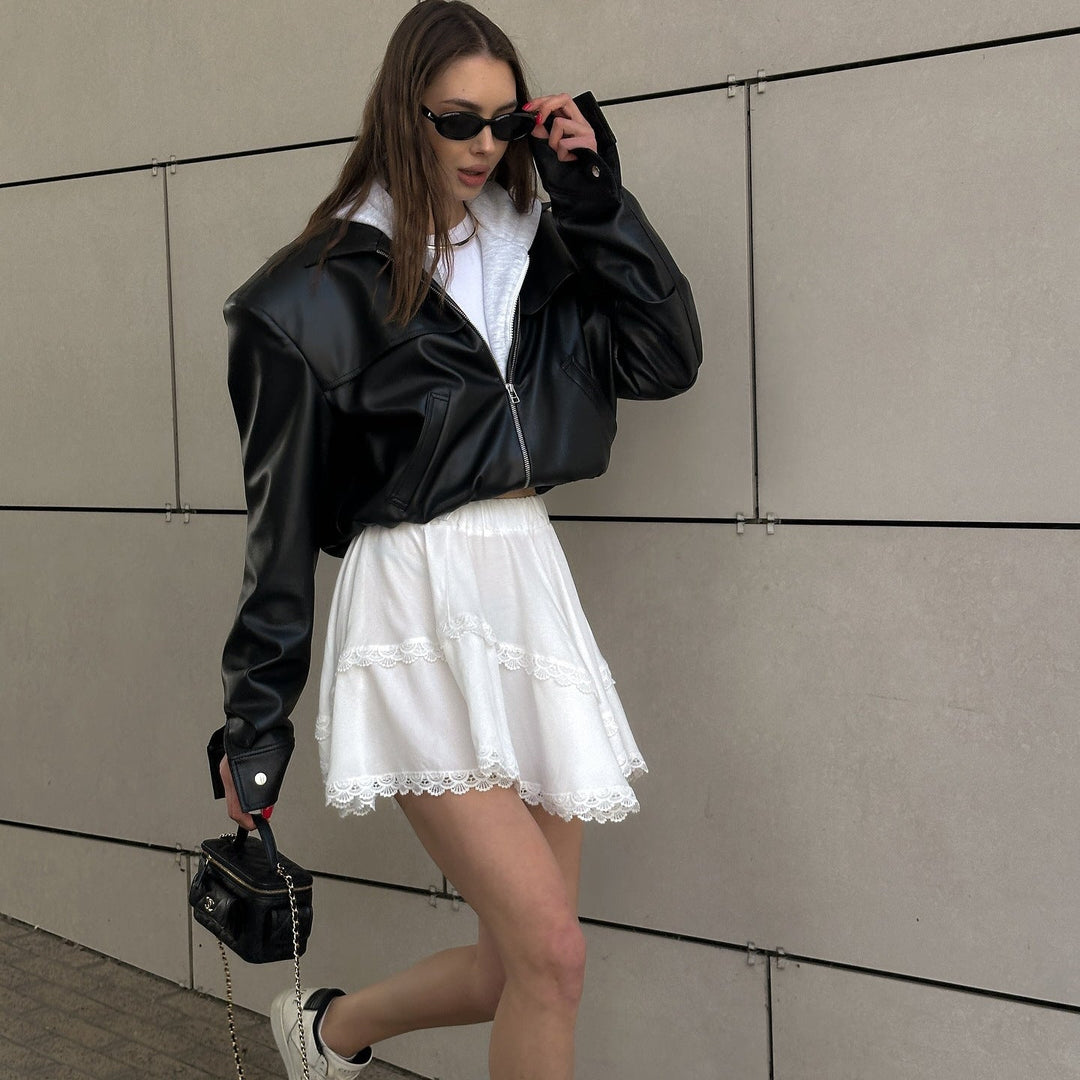 Women's Cropped Jacket | Statement Collar & Modern Zip