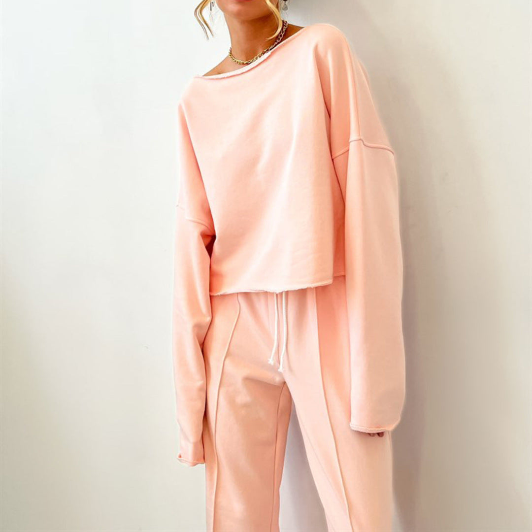 Women's Cropped Sweatshirt Set | Loose Fit & All-Day Comfort
