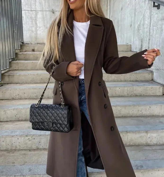 Double-Breasted Winter Coat for Women – Elegant &amp; Structured-Caliboot