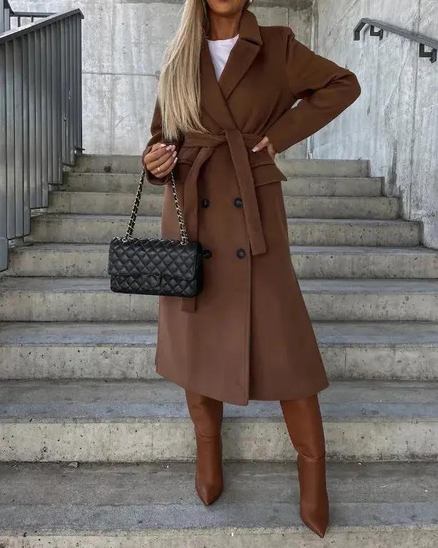 Double-Breasted Winter Coat for Women – Elegant &amp; Structured-Caliboot
