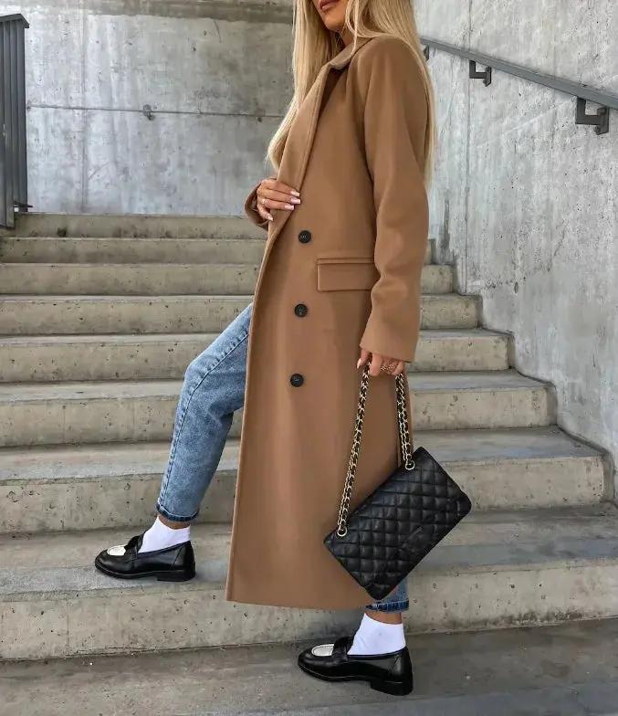 Double-Breasted Winter Coat for Women – Elegant &amp; Structured-Caliboot