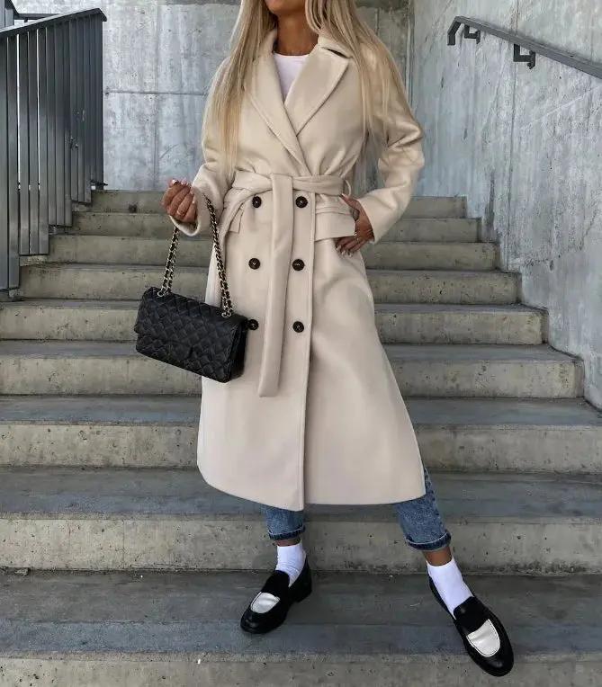 Double-Breasted Winter Coat for Women – Elegant &amp; Structured-Caliboot